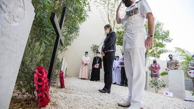 Military personnel, clergy, diplomats and others gathered at the churchyard to pay tribute to those who have lost their lives. Ruel Pableo for The National