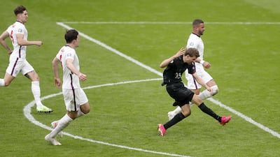 Thomas Muller misses a glorious chance to score for Germany. EPA