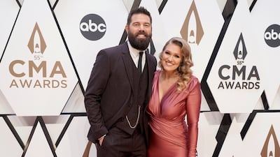 Singer Jordan Davis with spouse Kristen O'Connor. AP Photo