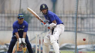 India cricketer Cheteshwar Pujara bats during a training session at National Cricket Academy in Bangalore, India, Friday, July 1, 2016. Aijaz Rahi / AP Photo