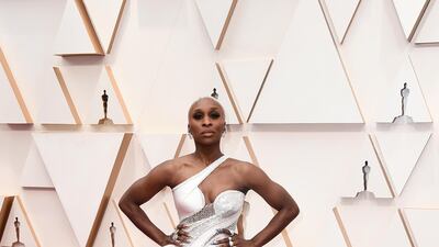 Cynthia Erivo in custom Atelier Versace at the Oscars at the Dolby Theatre in Los Angeles. AP