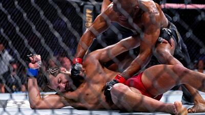 Kamaru Usman (red gloves) fights Jorge Masvidal. USA Today