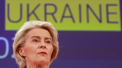 European Commission President Ursula von der Leyen said 'it is possible to go outside of this region' to buy arms for Ukraine. EPA