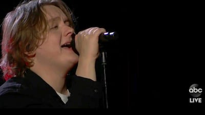 Lewis Capaldi performs 'Before You Go' during the American Music Awards at the Microsoft Theatre on November 22, 2020 in Los Angeles. AP