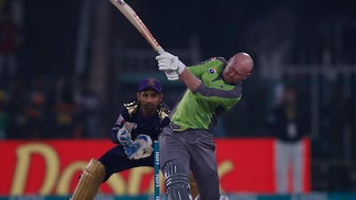 Ben Dunk plays a shot during the Pakistan Super League match between Lahore Qalandars and Quetta Gladiators. AP Photo
