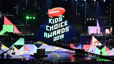 View of the stage during the 32nd Annual Nickelodeon Kids' Choice Awards at the USC Galen Center on March 23, 2019 in Los Angeles. AFP