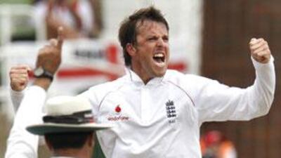 Graeme Swann celebrates taking the final South Africa wicket yesterday to hand England an emphatic innings victory in Durban. Swann was named man-of-the-match.