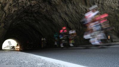 Cyclists ride during the 184.5km ninth stage of the 103rd edition of the Tour de France cycling race on July 10, 2016 between Vielha Val d’Aran and Andorre Arcalis. Jeff Pachoud / AFP