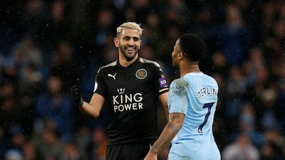 Riyad Mahrez, left, will be competing against Raheem Sterling, right, for one of the forward slots in Mancester City's team after completing a move from Leicester City. Reuters