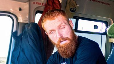 Cook took ill with food poisoning on day 26 in Namibia. Photo: Russ Cook