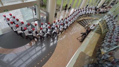 Honour guards march following the funeral service for Singapore’s former prime minister during his funeral. Tens of thousands of mourners braved torrential rain, howitzers fired a 21-gun salute and jet fighters screamed across the sky Sunday as Singapore staged a grand funeral for its founding leader Lee Kuan Yew. Adek Berry/AFP Photo