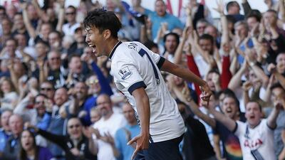 Tottenham Hotspur's Son Heung-min celebrates scoring against Crystal Palace in his team's Premier League victory last weekend. Andrew Coulridge / Action Images / Reuters/ September 20, 2015