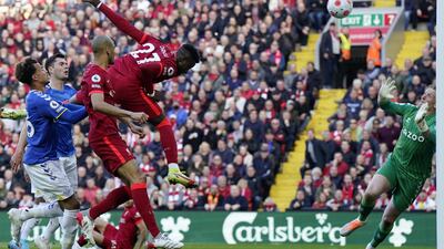 Divock Origi heads the second goal. EPA
