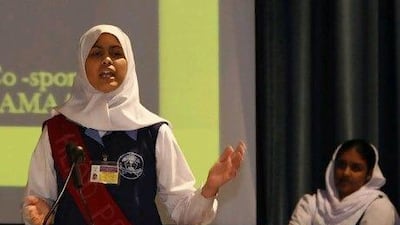 Syeda Urooj Fatima from the Pakistan Islamic Private School in Al Ain, won the English category for the Inter School Speech competition on Malala, held at Rashid Hospital Library.