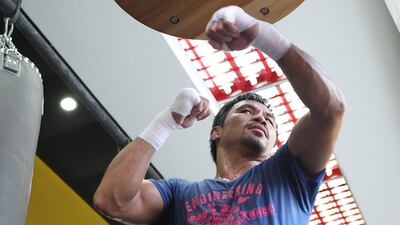 Manny Pacquiao training at his gym in General Santos, Philippines last September as he prepared for a fight against Chris Algieri in November in Macau, China. Mike Young for The National / September 16, 2014