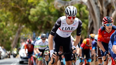 Michael Vink races for UAE Team Emirates during the 2023 Tour Down Under. Photo: - UAE Team Emirates
