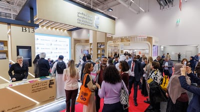 Visitors at the Abu Dhabi Arabic Language Centre stand at the Frankfurt International Book Fair. Photo: Zoran Mircetic / Abu Dhabi Arabic Language Centre