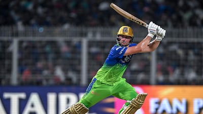 Royal Challengers Bengaluru's Will Jacks on his way to a total of 55 off 32 balls. AFP