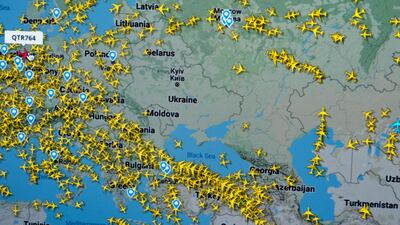 Flights over Ukraine halted on the day of Russia's February 2022 invasion and have not resumed for commercial traffic. Getty Images