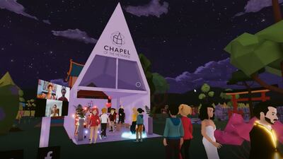 The bride and groom wore outfits designed by Ketevan and crafted on the polygon blockchain.