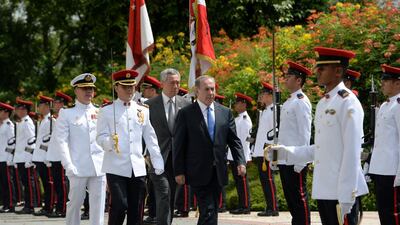 Israeli prime minister Benjamin Netanyahu visited Singapore last month to promote Israel as a tolerant country. Roslan Rahman / AFP