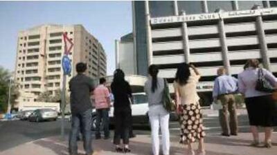 Al Thurayah building in Media City, Dubai, is evacuated after an earthquake on Sept 10.
