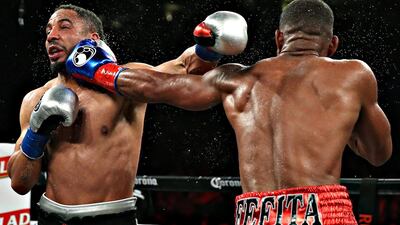Andre Ward (left) fights against Sullivan Barrera in their IBF Light Heavyweight bout at ORACLE Arena in Oakland, California. Ezra Shaw / Getty Images / AFP