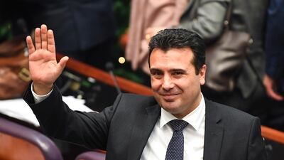 Former Yugoslav Republic of Macedonia Prime Minister Zoran Zaev led the Parliament vote in Skopjee. EPA