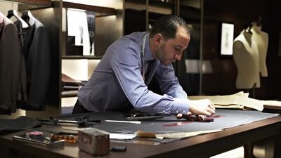Berluti’s master tailor Karim Rebahi at work. Courtesy Berluti