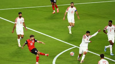 Austria's Romano Schmid scores their first goal. Reuters