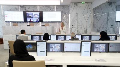 Linda Fitz-Alan, registrar and chief executive of ADGM Courts, at the launch of the digital courtroom in Abu Dhabi Global Markets courts, the first all-digital courtroom in the world. Chris Whiteoak / The National