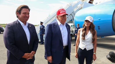 President Donald Trump, Florida Governor Ron DeSantis and US Homeland Security Secretary Kristi Noem attend the opening of a temporary migrant detention centre informally known as 'Alligator Alcatraz' in Ochopee, Florida. Reuters