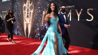 Michaela Jae 'MJ' Rodriguez in vintage Versace Atelier. AP