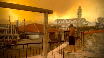 This image of a child watching a forest fire burn through the village of Ora in Cyprus has gone viral. Courtesy: Andrea Anastasiou