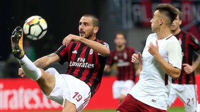 AC Milan's Leonardo Bonucci will face a tough test of emotions on Saturday when he goes up against his former club Juventus. Matteo Bazzi / ANSA via AP