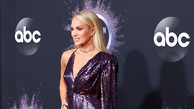 Carrie Underwood arrives at the American Music Awards on Sunday, November 24, 2019, at the Microsoft Theatre in Los Angeles. EPA