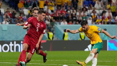 Mathew Leckie fires home for Australia. AP