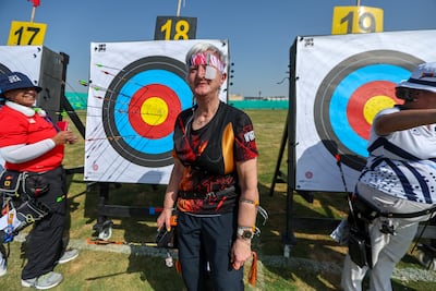 Lisa Wirsing during the Open Masters Games archery. Victor Besa / The National