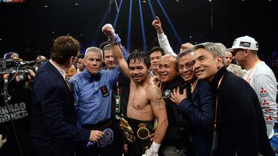 Manny Pacquiao celebrates. Reuters