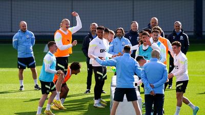 Manchester City train for Tuesday's Champions League clash against Copenhagen. PA