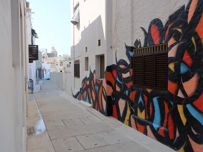 Work by eL Seed spotted in Muharraq, Bahrain. Timothy Power