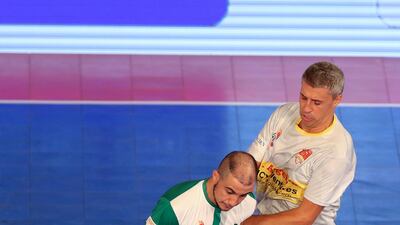 Dubai, United Arab Emirates - September 27th, 2017: The Premier Futsal finals will feature football legends from across the globe. Bengaluru v Chennai. Chennai's Hernan Crespo. Wednesday, September 27th, 2017 at Al Wasl Sports Club, Dubai.