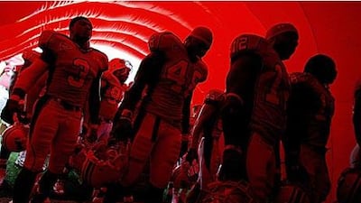 Maryland players exit the field through a tunnel after player warm-ups prior to the game against West Virginia in 2005.