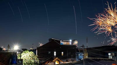 Fireworks among stars exploding in the sky during the Eid Al Fitr celebrations in Jakarta. AFP