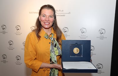 Caroline Slootweg of Kelp Blue, from Namibia, which contributes to the mitigation of excess CO2 by establishing kelp forests in deep waters. Pawan Singh / The National