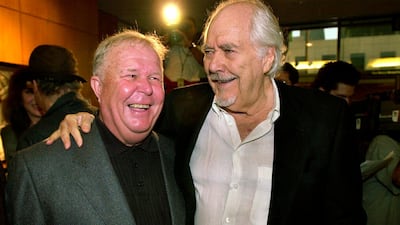 Director-producer Robert Altman, right, laughs with actor Ned Beatty prior to the 25th anniversary screening of 'Nashville,' at the Academy of Motion Picture Arts and Sciences in Beverly Hills, California on June 22, 2000. AP