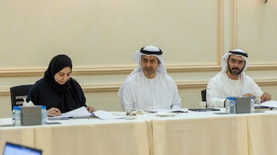 Younis Al Khoori, undersecretary of the Ministry of Finance during a meeting with the officials of the International Monetary Fund, in Abu Dhabi. Photo: Ministry of Finance