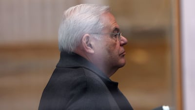 Bob Menendez arrives for his sentencing at Manhattan Federal Court on January 29 in New York City. AFP