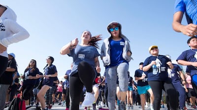 Runners warm up before the race.