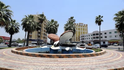 Oyster artworks, complete with pearls, decorate this roundabout in Ras Al Khaimah.
